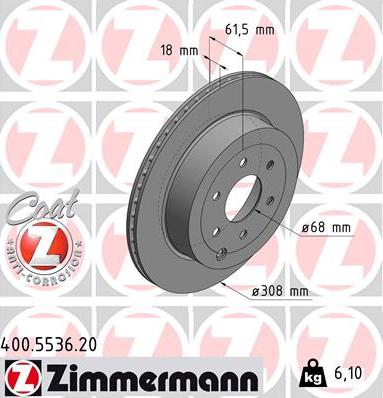 Zimmermann 400.5536.20 - Тормозной диск autospares.lv