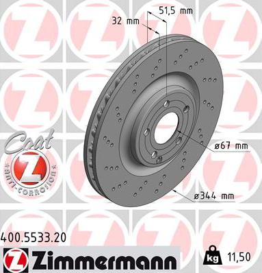 Zimmermann 400.5533.20 - Тормозной диск autospares.lv