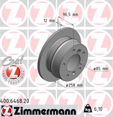 Zimmermann 400.6468.20 - Тормозной диск autospares.lv