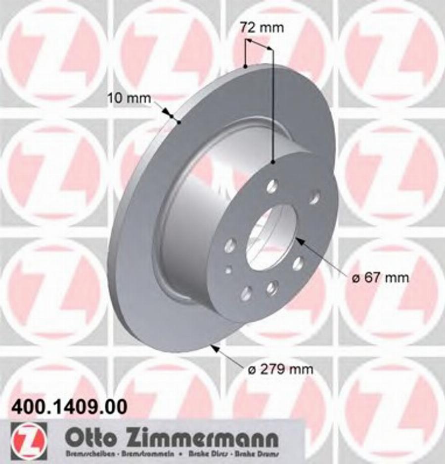 Zimmermann 400 1409 00 - Тормозной диск autospares.lv
