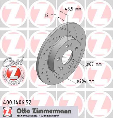 Zimmermann 400.1406.52 - Тормозной диск autospares.lv