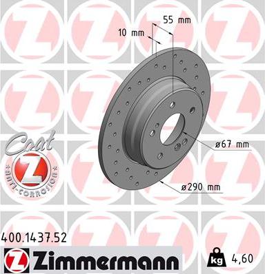 Zimmermann 400.1437.52 - Тормозной диск autospares.lv