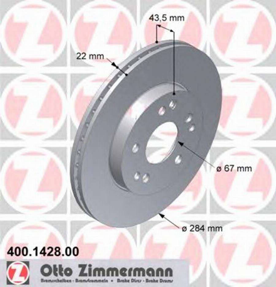 Zimmermann 400.1428.00 - Тормозной диск autospares.lv