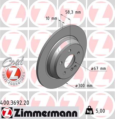 Zimmermann 400.3692.20 - Тормозной диск autospares.lv