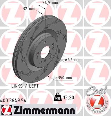 Zimmermann 400.3649.54 - Тормозной диск autospares.lv