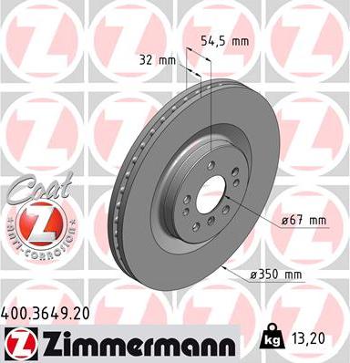 Zimmermann 400.3649.20 - Тормозной диск autospares.lv