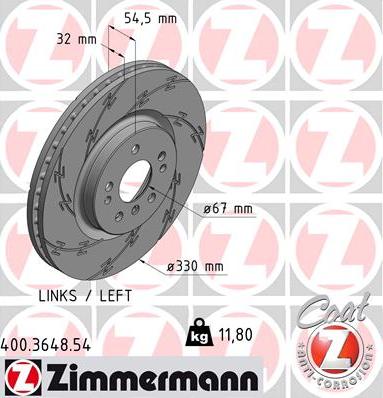 Zimmermann 400.3648.54 - Тормозной диск autospares.lv