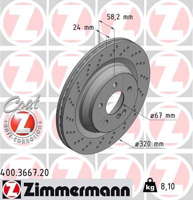 Zimmermann 400.3667.20 - Тормозной диск autospares.lv