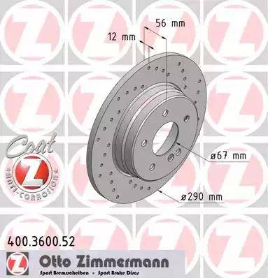 Zimmermann 400.3600.52 - Тормозной диск autospares.lv