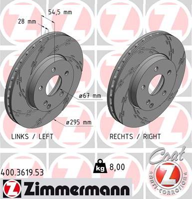 Zimmermann 400.3619.53 - Тормозной диск autospares.lv