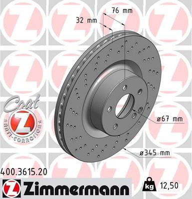 Zimmermann 400.3615.20 - Тормозной диск autospares.lv