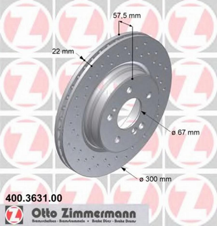 Zimmermann 400363100 - Тормозной диск autospares.lv