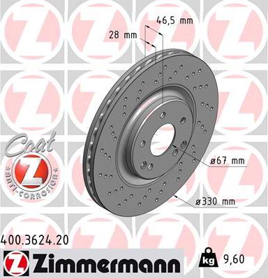 Zimmermann 400.3624.20 - Тормозной диск autospares.lv