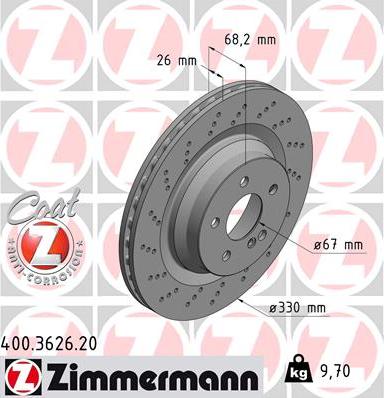 Zimmermann 400.3626.20 - Тормозной диск autospares.lv