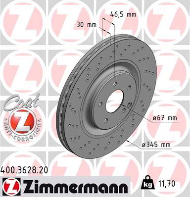 Zimmermann 400.3628.20 - Тормозной диск autospares.lv