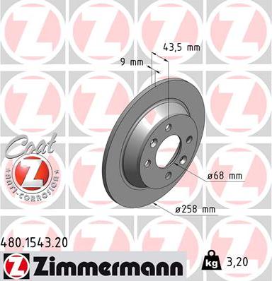 Zimmermann 480.1543.20 - Тормозной диск autospares.lv