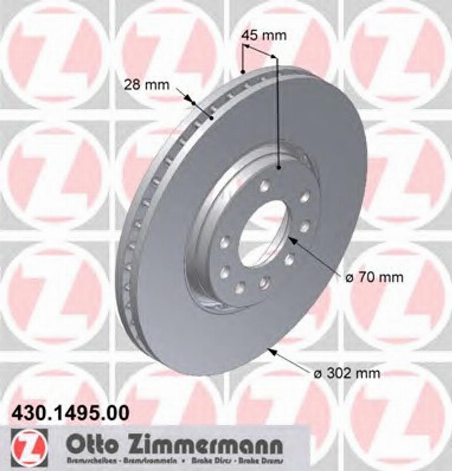 Zimmermann 430.1495.00 - Тормозной диск autospares.lv