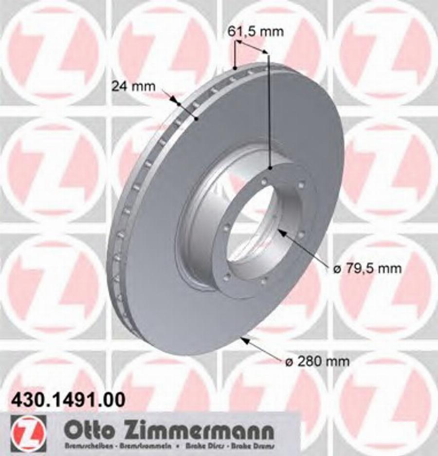 Zimmermann 430.1491.00 - Тормозной диск autospares.lv