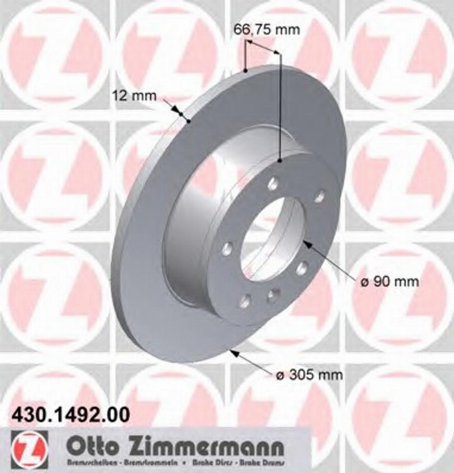 Zimmermann 430 1492 00 - Тормозной диск autospares.lv