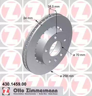 Zimmermann 430.1459.00 - Тормозной диск autospares.lv