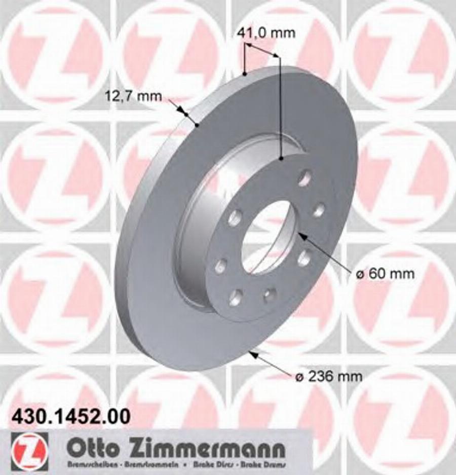 Zimmermann 430 1452 00 - Тормозной диск autospares.lv