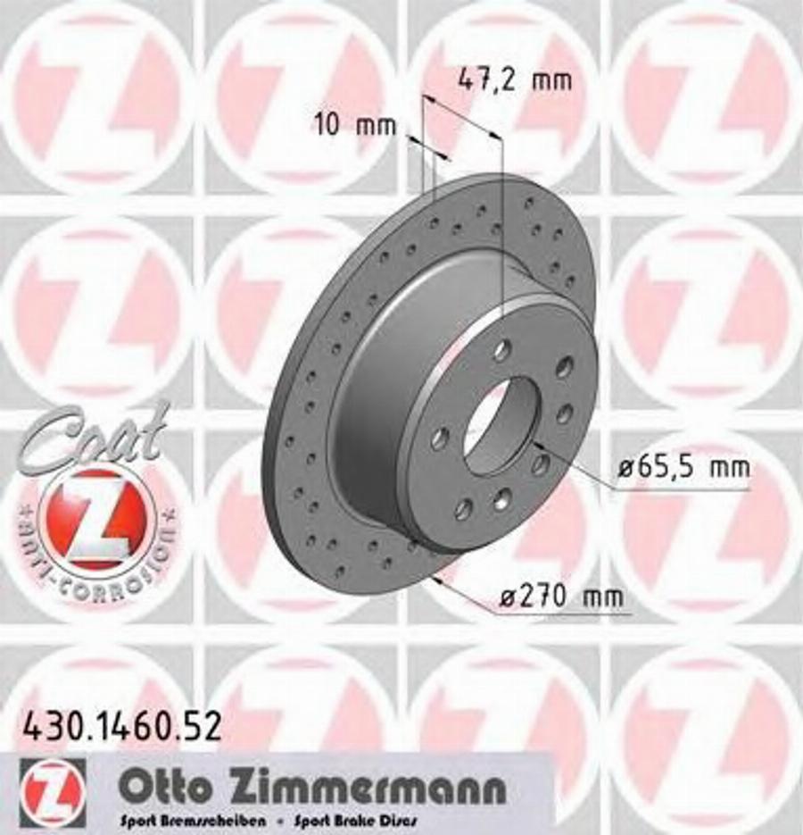 Zimmermann 430.1460.52 - Тормозной диск autospares.lv