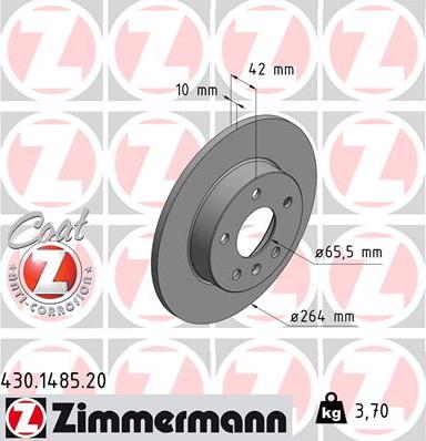 Zimmermann 430.1485.20 - Тормозной диск autospares.lv