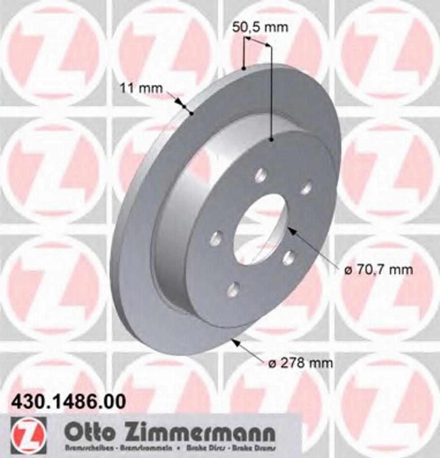 Zimmermann 430.1486.00 - Тормозной диск autospares.lv