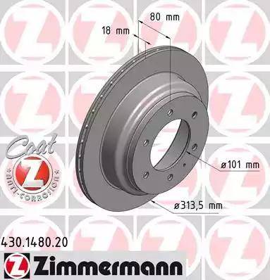 Zimmermann 430.1480.20 - Тормозной диск autospares.lv