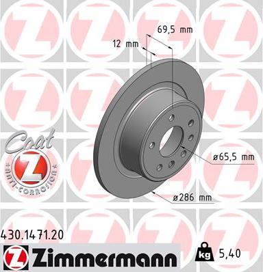 Zimmermann 430.1471.20 - Тормозной диск autospares.lv
