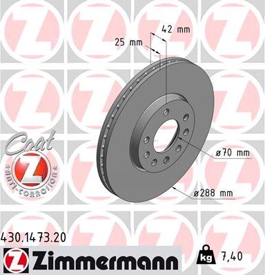 Zimmermann 430.1473.20 - Тормозной диск autospares.lv