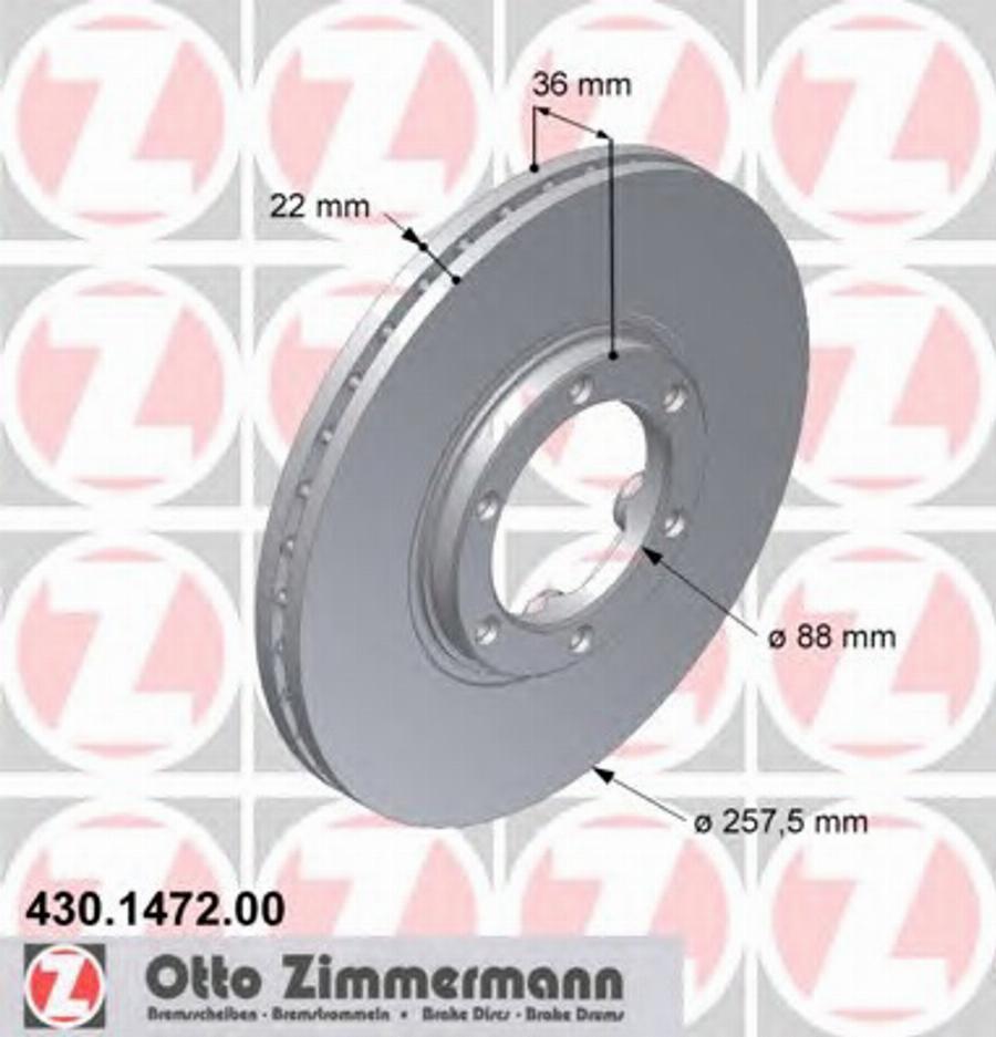 Zimmermann 430.1472.00 - Тормозной диск autospares.lv