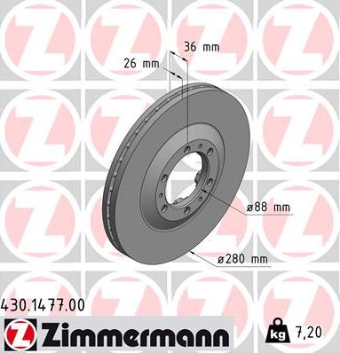 Zimmermann 430.1477.00 - Тормозной диск autospares.lv