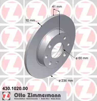 Zimmermann 430.1020.00 - Тормозной диск autospares.lv