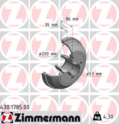 Zimmermann 430.1785.00 - Тормозной барабан autospares.lv