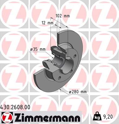 Zimmermann 430.2608.00 - Тормозной диск autospares.lv