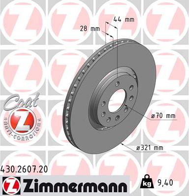 Zimmermann 430.2607.20 - Тормозной диск autospares.lv
