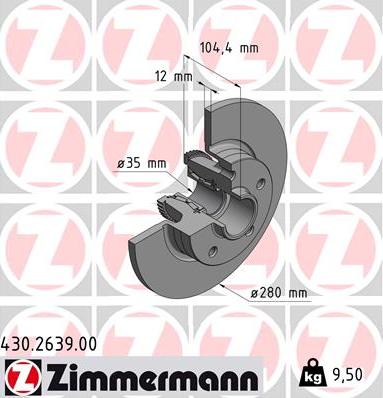 Zimmermann 430.2639.00 - Тормозной диск autospares.lv