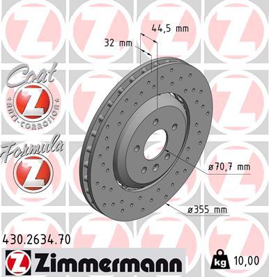 Zimmermann 430.2634.70 - Тормозной диск autospares.lv