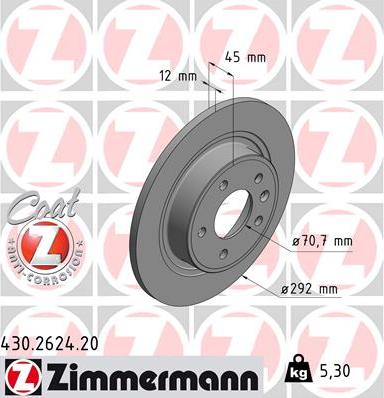 Zimmermann 430.2624.20 - Тормозной диск autospares.lv