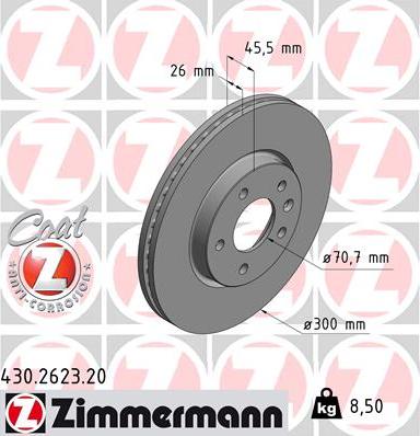 Zimmermann 430.2623.20 - Тормозной диск autospares.lv
