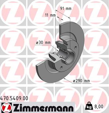 Zimmermann 470.5409.00 - Тормозной диск autospares.lv