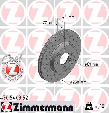 Zimmermann 470.5403.52 - Тормозной диск autospares.lv