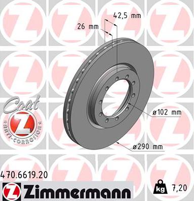 Zimmermann 470.6619.20 - Тормозной диск autospares.lv