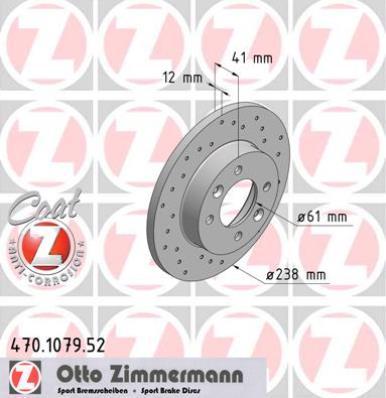 Zimmermann 470.1079.52 - Тормозной диск autospares.lv