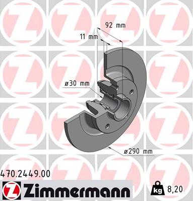 Zimmermann 470.2449.00 - Тормозной диск autospares.lv