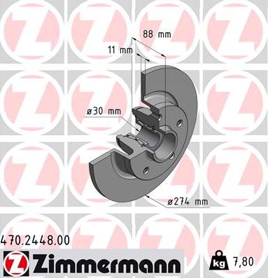 Zimmermann 470.2448.00 - Тормозной диск autospares.lv