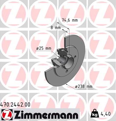 Zimmermann 470.2442.00 - Тормозной диск autospares.lv