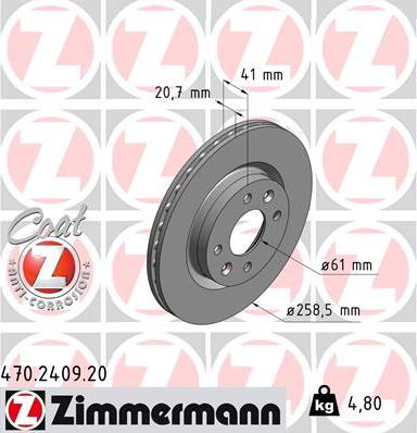 Zimmermann 470.2409.20 - Тормозной диск autospares.lv