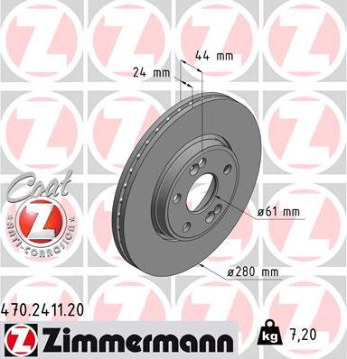Zimmermann 470.2411.20 - Тормозной диск autospares.lv